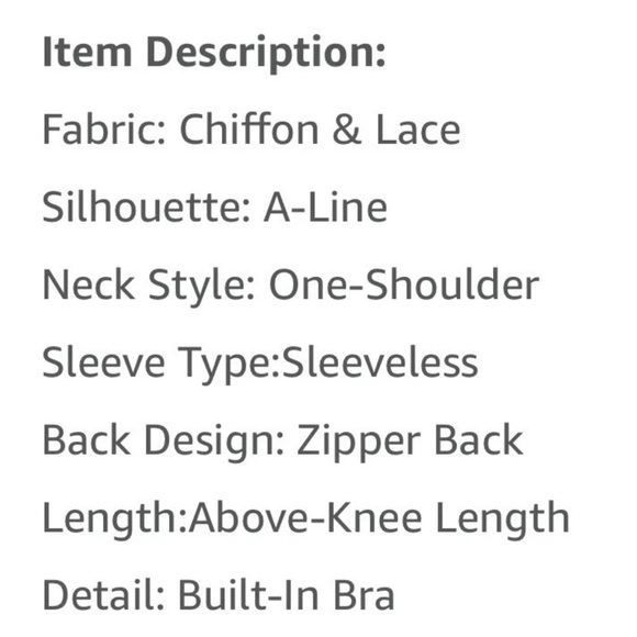 NWOT One Shoulder Short A-line Chiffon Dress Size 12  Lavender Mauve Purple Lace - Picture 6 of 6